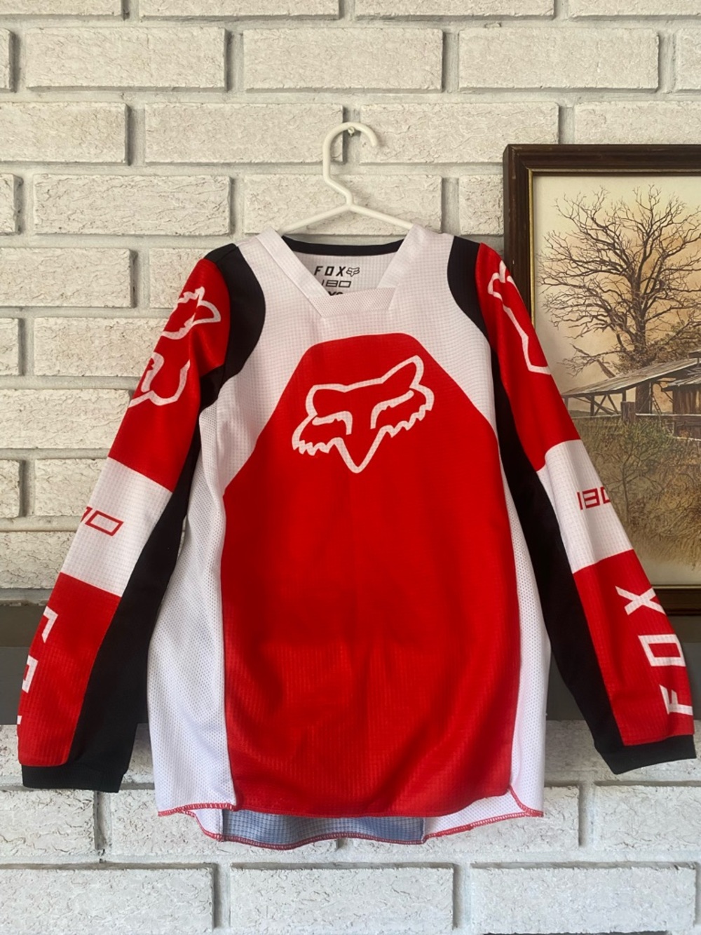 Fox Racing Youth Small 180 Motocross Jersey Red White Black EUC dirtbike unisex